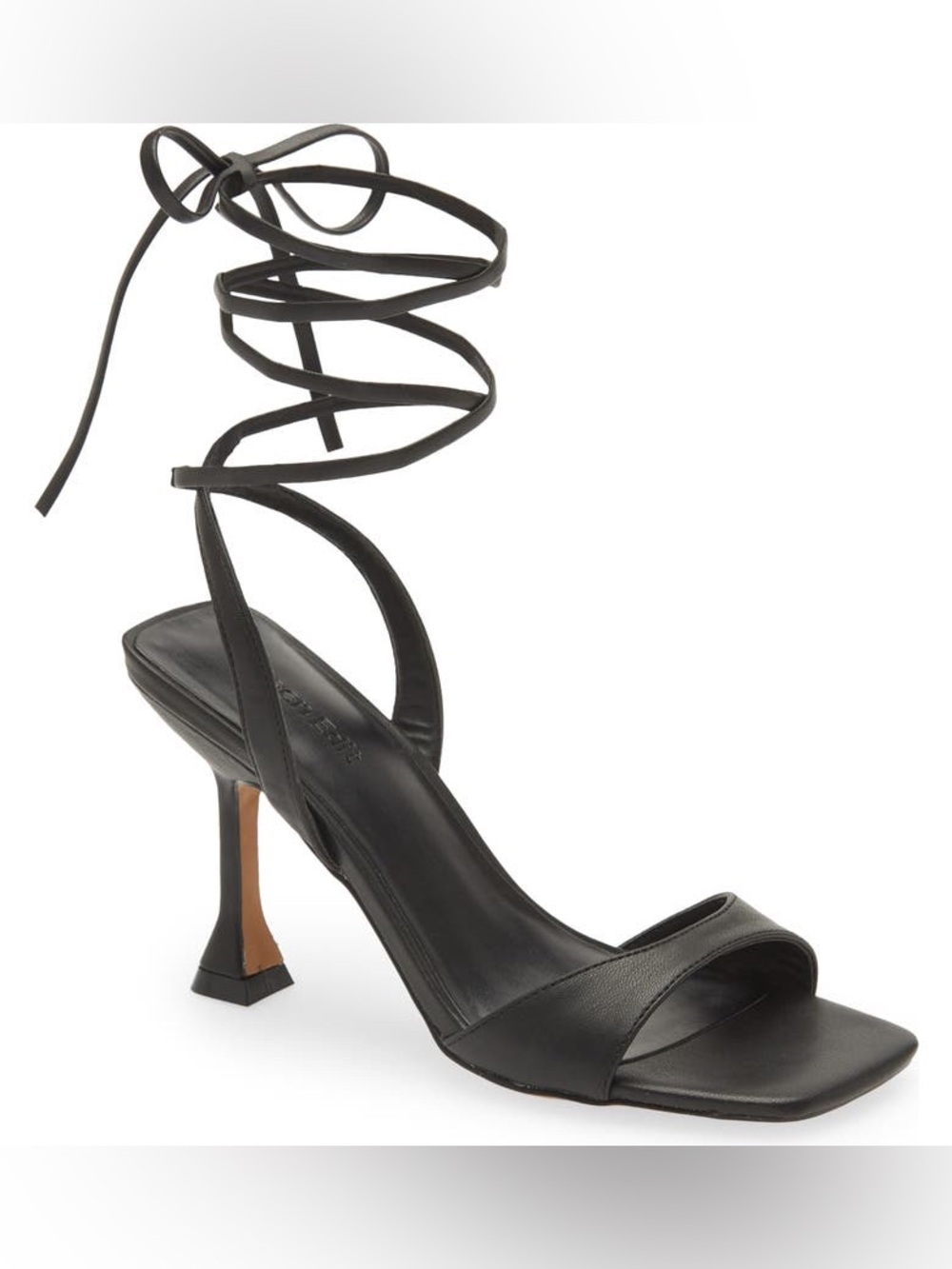 NEW: Open Edit Black Lace-Up Square-Toe Heel Sandals - Women